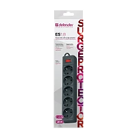 Сетевой фильтр Defender ES 5р.С/З 10A 1.8м 125 Дж черный (1/45)