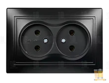 Розетка Smartbuy 2-местная без заземления 10А черная, "Венера"