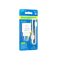 Сетевое З/У Borofone BA72A 1USB 18W QC3.0 с кабелем Type-C белый (1/60/240)