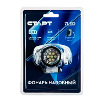 Фонарь налобный Старт LOE 206-C1 7LED от батареек 3хААА серебряный (1/25/100)