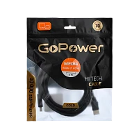 Кабель GoPower HDMI (m)-HDMI (m) 3м ПВХ ver.1.4 черный Premium Zip-Lock c подвесом (1/50)