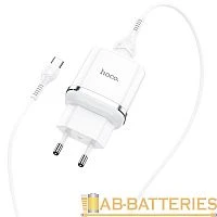Сетевое З/У HOCO N3 1USB 3.0A 18W QC3.0 с кабелем Type-C белый (1/12/120) 