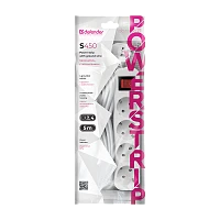 Удлинитель Defender S450 4р.С/З 10A 5.0м с выкл. ПВС 3x1мм² белый (1/30)