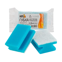 Губка для посуды Рыжий кот Профильная 84х65х38мм 2шт. голубой (1/64)