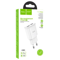 Сетевое З/У HOCO C88A 2USB 2.4A белый (1/12/120)