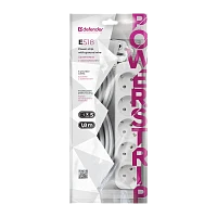 Удлинитель Defender E518 5р.С/З 10A 1.8м белый (1/30)