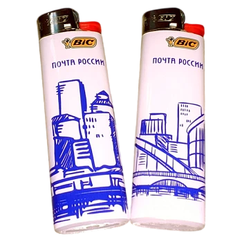 Зажигалка кремниевая BIC J3 "Почта России" белый синий (50/600)