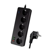 Сетевой фильтр Live Power LP SF501 5р.С/З 10A 2.0м 3USB A+C Gan 45W с выкл. черный (1/30)