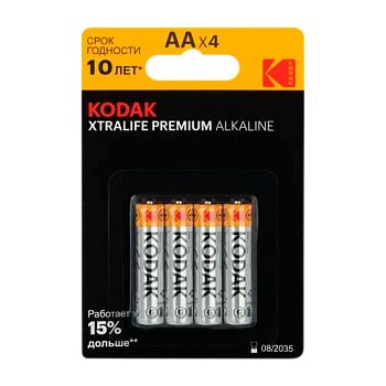 Батарейка Kodak XTRALIFE PREMIUM LR6 AA BL4 Alkaline 1.5V (4/80/400)