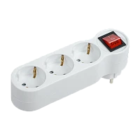 Сетевой переходник тройник с заземлением с выключателем "Gong"