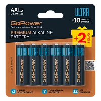 Батарейка GoPower Ультра/ULTRA LR6 AA BL10+2 Щелочная 1.5V (12/72/576)