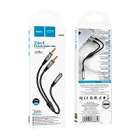 Кабель AUX HOCO UPA21 Jack 3.5mm (f)-2xJack 3.5mm (m) 0.25м серебряный (1/31/310) 