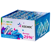 Батарейка Космос LR6 AA + LR03 AAA BOX48 Alkaline 1.5V в картонной упаковке (48/576)