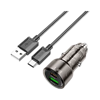 Автомобильное З/У HOCO Z52 1USB/Type-C 3.0A 38W QC3.0 с кабелем Type-C черный (1/12/120)