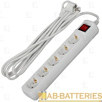 Удлинитель ЭРА UX 5р.С/З 10A 1.5м с выкл. белый (1/5/20)