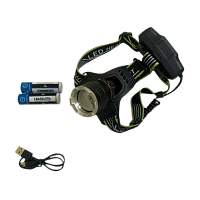 Фонарь налобный Без бренда YM-8002-P90 от аккумулятора 3 режима черный