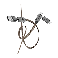 Кабель HOCO S22 USB (m)-Lightning/2xType-C 1.2м 3.0A ткань черный (1/16/160)