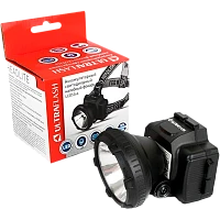 Фонарь налобный Ultraflash LED5366 0.5W 1LED от аккумулятора 2 режима черный (1/5/100)