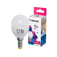Лампа светодиодная Космос GL45 E14 12W 3000К 174-265V шар матовая (1/10/80)
