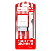 Сетевое З/У HOCO C81A 1USB 2.1A с кабелем microUSB белый (1/23/138) 