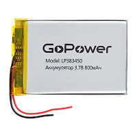 Аккумулятор Li-Pol GoPower LP383450 PK1 3.7V 800mAh с/з (1/10/250)