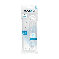 Удлинитель Фотон 10-25S 5р.Б/З 10A 2.0м с выкл. ПВС 2x0.75мм² белый (1/20)