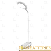 Светильник настольный Ultraflash UF-705 4.5W 230V 20LED прищепка сенс. белый (1/60)