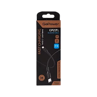 Кабель GoPower GP21TL Type-C (m)-Lightning (m) 1м 3.0A 27W силикон черный (1/200/800)