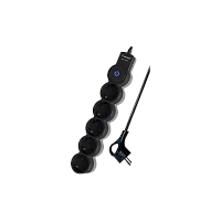 Удлинитель Космос 5р.С/З 10A 5.0м с выкл. ПВС 3х0.75мм² IP20 черный (1/25)