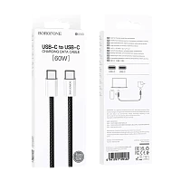 Кабель Borofone BX103 Type-C (m)-Type-C (m) 1м 3.0A 60W ткань черный (1/360)