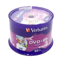 Диск DVD+R Verbatim 4.7GB 16x 50шт. cake box (50/200)