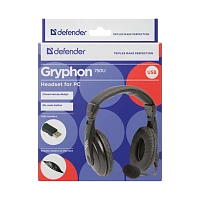 Наушники полноразмерные Defender 750U Gryphon с микр. черный (1/20)