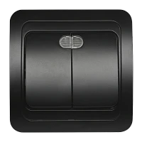 Выключатель Smartbuy 2-клавишный с индикатором 10А черный "Марс"