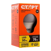 Лампа светодиодная Старт GLS E27 10W 3000К 220V груша Eco матовая (1/10/100)