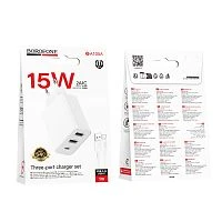 Сетевое З/У Borofone BA105A 2USB/Type-C 3.0A 15W с кабелем USB-Type-C белый (1/20/120)