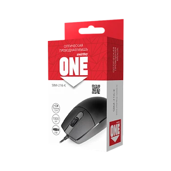 Мышь проводная Smartbuy 216 ONE классическая USB черный (1/100)