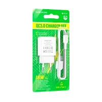 Сетевое З/У Borofone BA72A 1USB 18W QC3.0 белый (1/75/300)