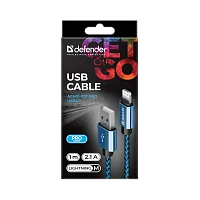 Кабель Defender ACH01-03T PRO USB2.0 (m)-Lightning (m) 1м 2.1A синий (1/100)