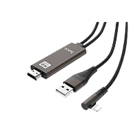 Кабель HOCO UA14 USB (m)-Lightning/HDMI (m) 2м 2.0A нейлон черный (1/82)