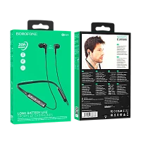 Наушники вставные Borofone BE59 bluetooth 5.3 с микр. с шейным шнурком черный (1/90)
