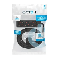 Удлинитель Фотон 16-103Е 3р.С/З 16A 10.0м 3x1мм² черный (1/10)