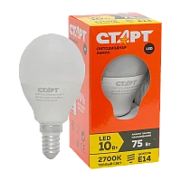 Лампа светодиодная Старт G47 E14 10W 4000К 220V шар Eco матовая (1/10/100)