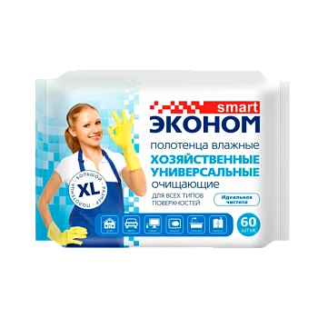 Влажные полотенца SMART Эконом XL №60 очищающие универсальные (1/20)