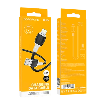 Кабель Borofone BX84 USB (m)-Lightning (m) 1м 2.4A ПВХ черный (1/360)