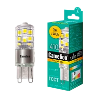 Лампа светодиодная Camelion G9 5W 3000К 170-265V прозрачная (1/10/500)