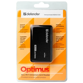 Картридер Defender Optimus USB2.0 SD/microSD/MS/M2 Combo/MMC/CF черный (1/100)