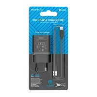 Сетевое З/У Borofone BA52A 1USB 2.1A с кабелем Type-C черный (1/48/192)