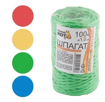 Шпагат ПП Рыжий кот бобина диаметр 1.0мм 100м. ассорти (1/5/165)