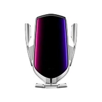 Держатель автомобильный Без бренда R1 в воздуховод беспр. зар. Qi серебряный (1/50)