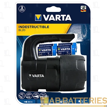 Фонарь туристический Varta Indestructible 3W 1LED от батареек IPX4 2 режима +4C(LR14) черный